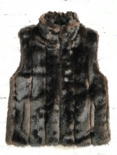 Giacca Gallery Women's Brown Faux Fur Reversible Vest Small New