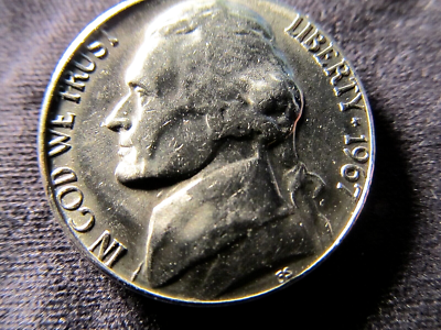 1967 Jefferson Nickel No Mint Mark + Rim Error And Letter Errors