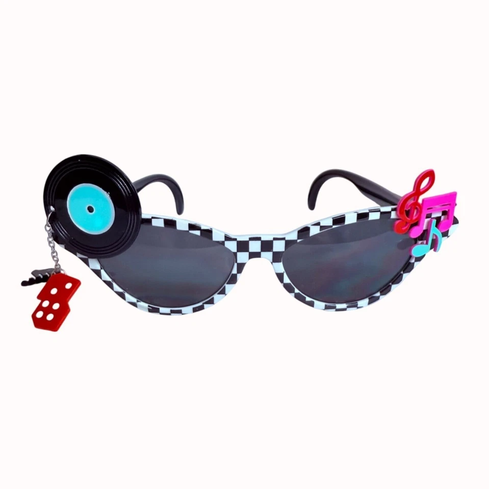 Party Costume Sock Hop Sunglasses 50s Retro Rock N Roll Cat-Eye Frenchy Glasses - Image 4 of 4
