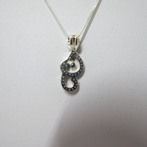 Sterling silver musical note pendant cz stones + sterling silver chain as new - Picture 7 of 10