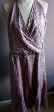  massimo dutti stunning lilac100% silk halterneck sequin detail dress sze12 (10)