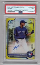 Luis Meza 2022 Bowman Chrome Prospects Yellow Refractor Auto 59/75 PSA 9