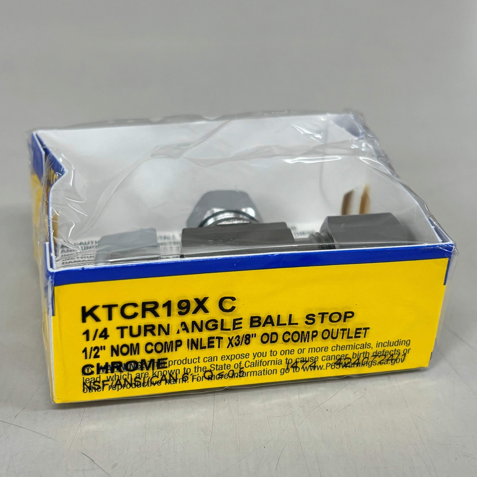 BRASSCRAFT 1/4 Turn Angle Ball Stop 1/2" NOM COMP In X 3/8" OD COMP Out KTCR19XC