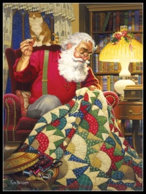 ANKICOLEMAN DESIGNS Quilting Santa - DIY Chart Counted Cross Stitch Patterns Needlework Christmas