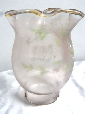 ANCIENNE GROSSE TULIPE de lampe à pétrole en verre à motifs satiné depolis nap 3 EUR 110,00 - FR