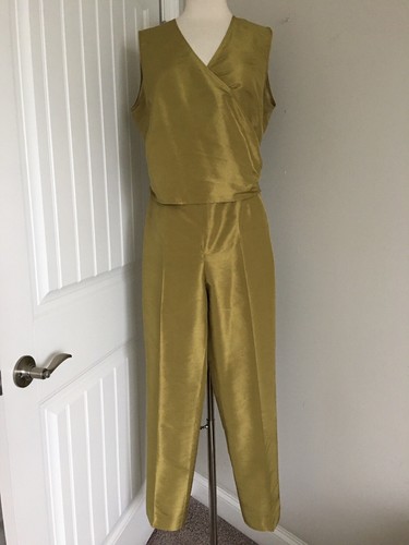 LAFAYETTE 148 NEW YORK RAW SILK 3 PIECE BLAZER TOP PANTS SET SUIT SIZE 10/12 - Picture 2 of 14