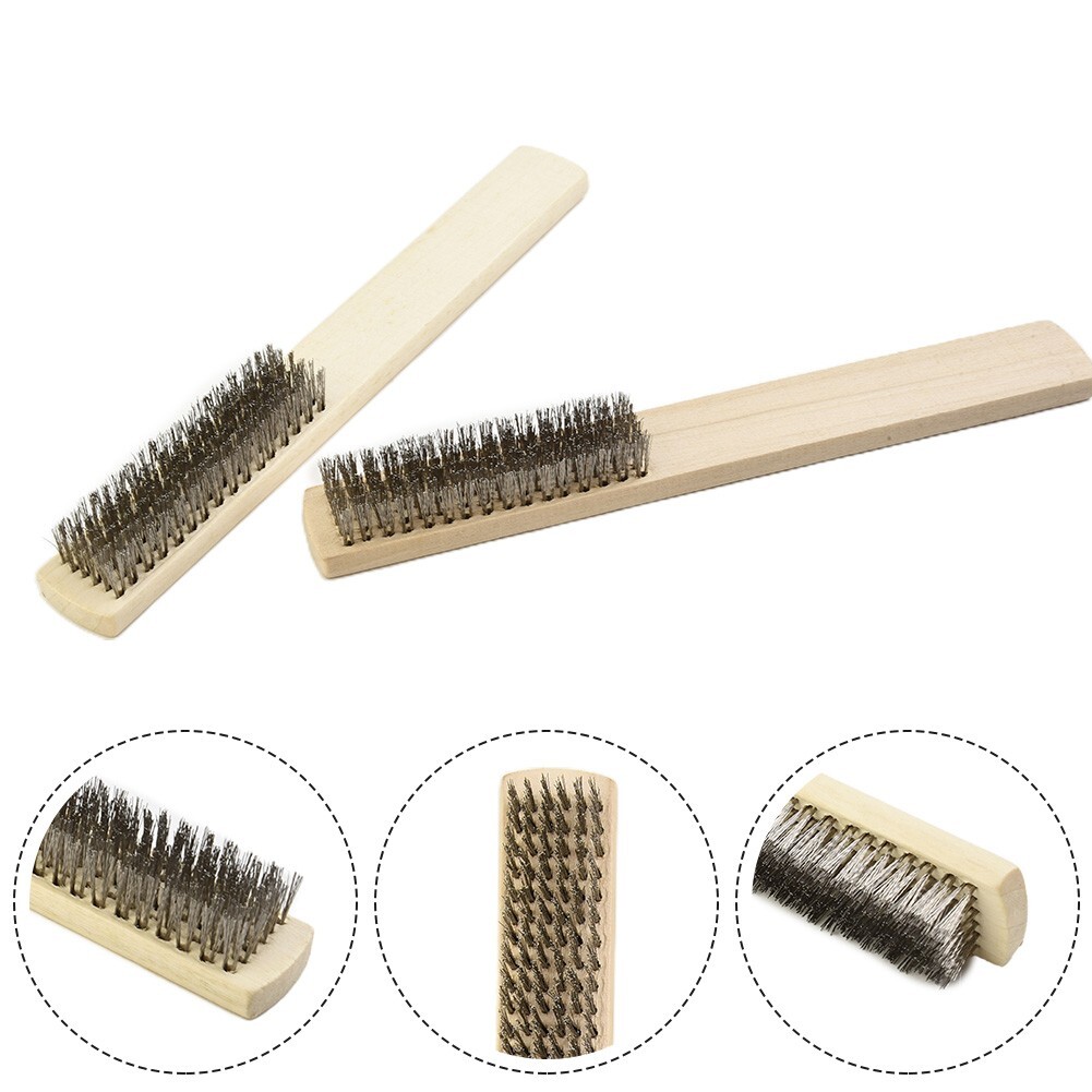 2-Pack Stainless Steel Wire Brushes with Wood Handles for Rust Removal - Free Shipping  