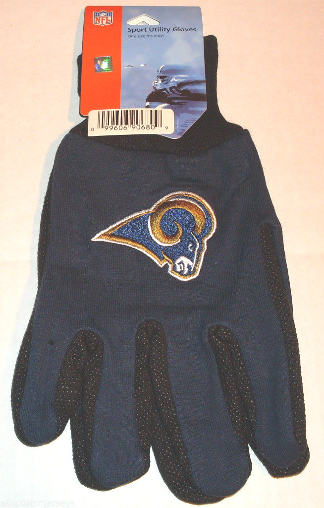 2016 Logo NFL Los Angeles Rams Utility Work Gloves Blue w/Black Palm ...
