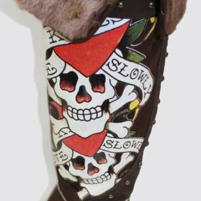 Women's Ed Hardy Love Kills Slowly Brown w/ Fur 14