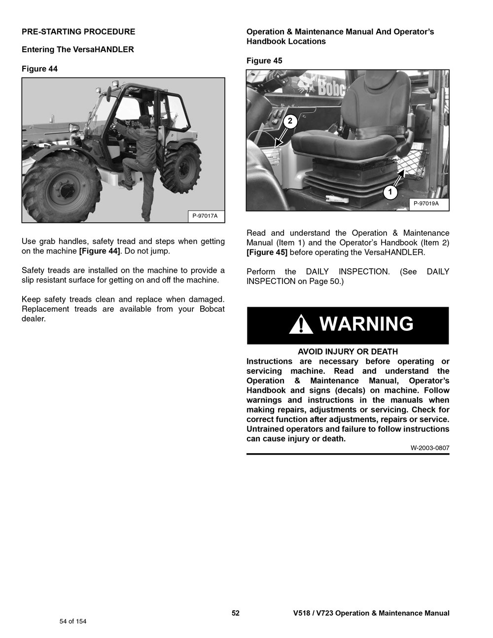 Bobcat V518 & V723 VERSAHANDLER Operation Maintenance Manual 6989577 | eBay