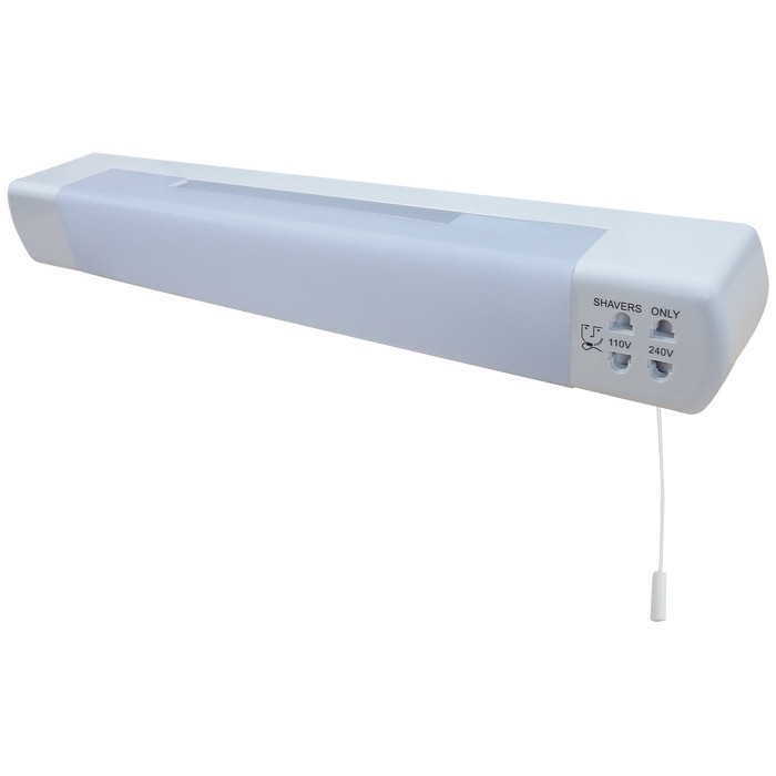 Shaver Socket Bathroom Wall Light LED with Pull Cord - Dual Voltage - Eterna