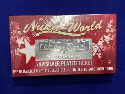 Fallout 4 76 New Vegas Nuka World Cade .999 Silver Plated Ticket NEW SEALED