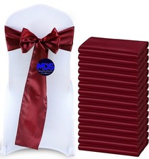 100 Burgundy Satin Chair Sashes Silky Sateen Chair Bows wedding party d cor