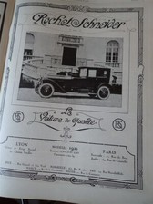 ROCHET SCHNEIDER car advertising paper ILLUSTRATION 1921 collar