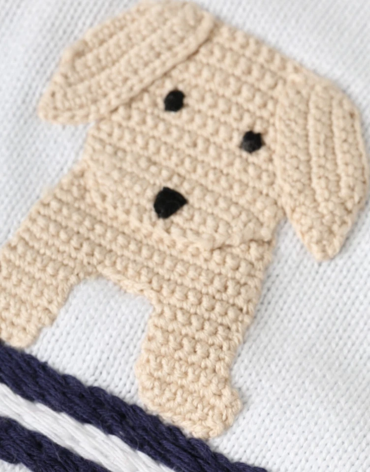 DOLCE & GABBANA Baby Multicolor Dog Boat Embroidered Cotton Knitted Pillowcase - Image 3 of 4