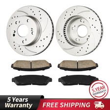 For Honda Civic 2015 LX 1.8L Front Drilled Disc Rotors & Brake Pads Kit