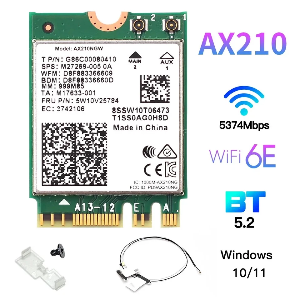 Wireless Card 5374Mbps BT5.3 Desktop Kit Antenna 802.11ax Tri-Band 2.4G/5Ghz/6G - Image 2 of 4