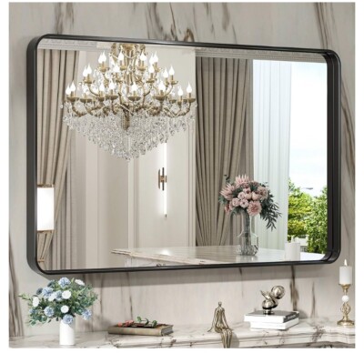 TokeShimi 40x30  Black Metal Framed Rectangular Mirror