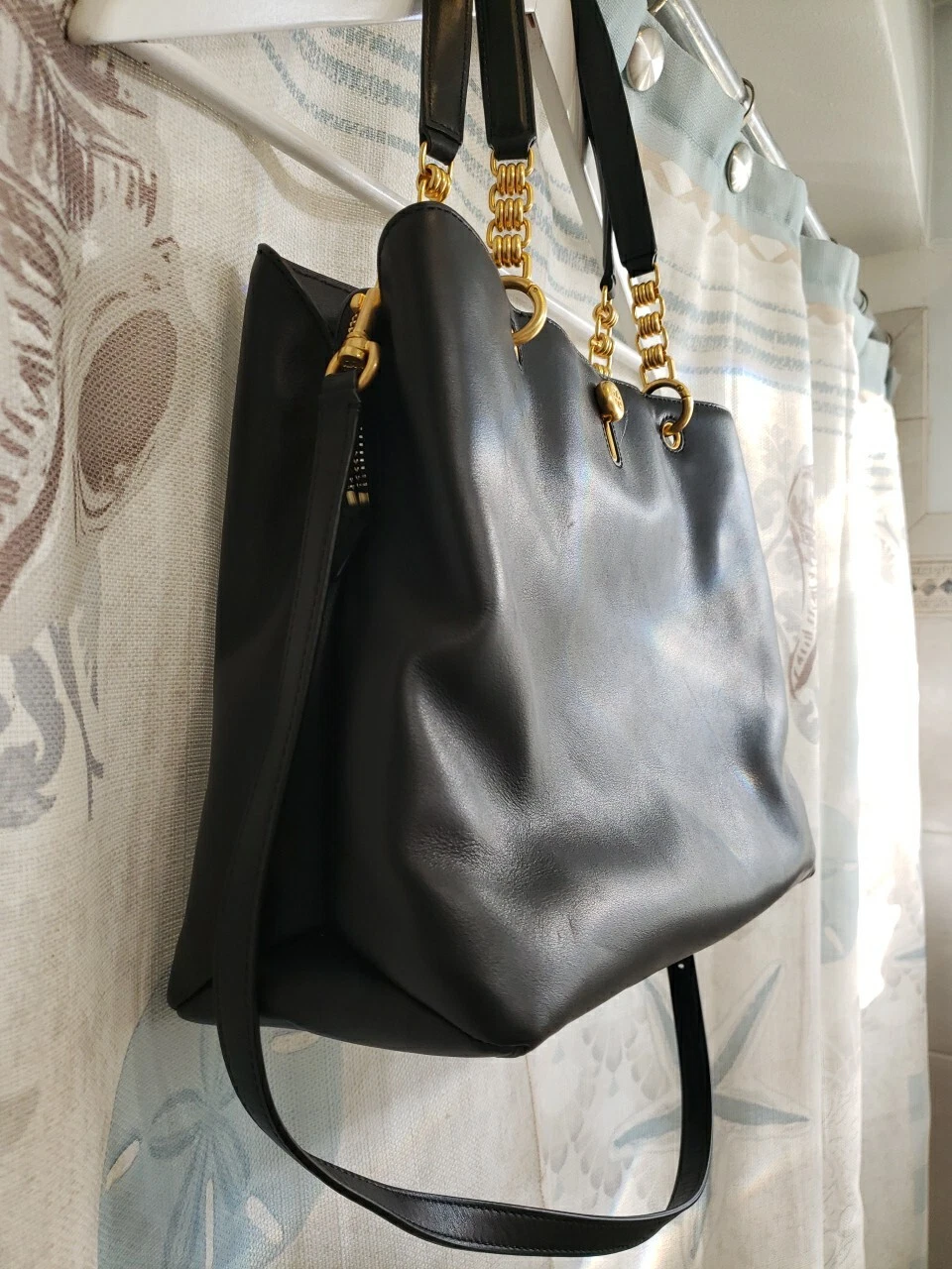 Borsa Tory Burch Lily in pelle nera con manico a catena vendita al dettaglio $598 nuova
