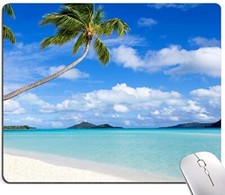 Mouse Pad, Beach Design Mouse Pad, Washable Square Cloth Mousepad for 09 Beach