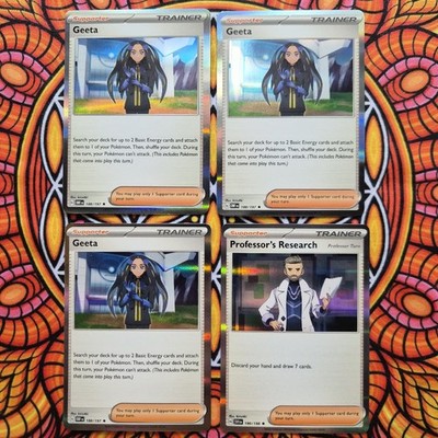 4 Holo Rare Pokemon TCG Trainer Cards Geeta 188/197 Professor's Research 190/198