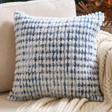 Boho Chenille Tufted Pillow Cover 20x20 Inch, 20" x 20" Pack of 1 Blue White