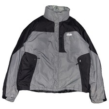 Giacca sci snowboard vintage primo piumino uomo nero/grigio full zip con cappuccio taglia XL 