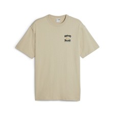 PUMA Downtown Graphic Crew Neck Short Sleeve T-Shirt Mens Beige Casual Tops 6235