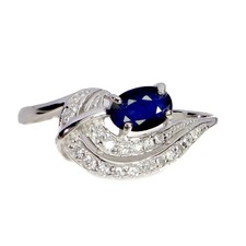 925 Sterling Silver Ring Oval Blue Sapphire 6x4mm Natural Gemstone Jewelry Sz 9