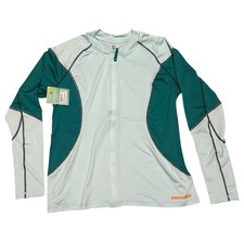 Sea-Doo Blue Green Colorblock Full Zip Rash Guard Women's XL UPF Surf Swim NWT