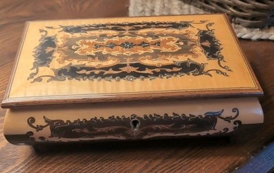 Vintage REUGE Swiss Musical Movement Box - Plays ''Edelweiss''  Inlaid Wood  Works