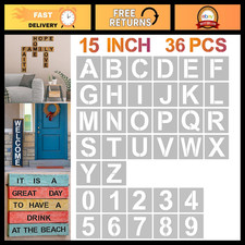 15" Alphabet  Number Stencils - 36 Pcs Reusable Plastic Templates for Art, Craf