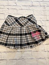 Barbie Girls Large 10 12 Plaid Elastic Skort Black/White Logo Built-in Shorts
