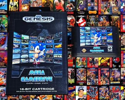 Mega GameDrive Entire Console Collection Flash Cartridge w/Case for Sega Genesis