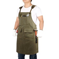 Work Apron with Pockets Thickened Waxed Canvas Apron Extended Adjustable Stra...