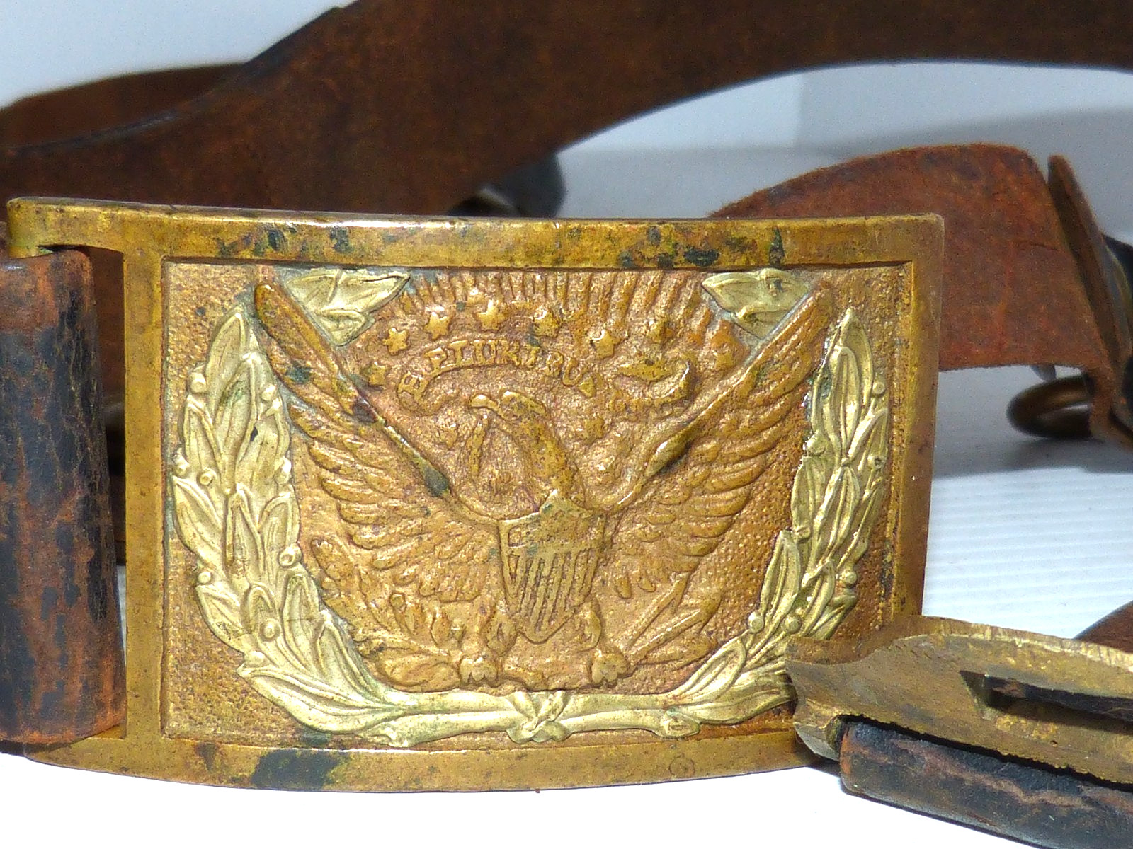 Beautiful Antique Model 1851 Eagle Belt Plate W Leather Belt / Hangers M1851