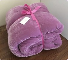 Beautiful Laura Ashley Louise Throw Bedspread Magenta Velvet 240 x 260 cm