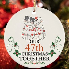 Our 47th Anniversary Christmas Together Ornament 47 Year Cat Couple In Love Gift