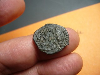 Syracuse: Michael II. mit Theophilus AE Follis 20 22 mm 3 00 g ERHALTUNG (Q048)