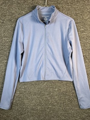 Harmony Balance Gray Cropped Full Zip Stretch Activewear Jacket M/P Polyester