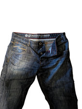 mens crosshatch jeans size 36 waist short length button fly navy blue