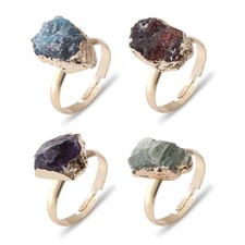 Natural Stone Copper Ring Unpolished Gemstone Accessory Fits Casual Gatherings