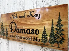 Personalized Custom Carved Cedar Wooden Sign, Last Name Rustic Home Wall Decor