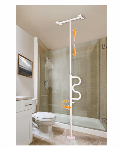 Stander Security-Pole Curve Grab Bar, Tension Mounted Floor to Ceiling
