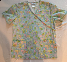 SB Scrubs Uniform Top Pastels Multicolor Small Preowned X-12 