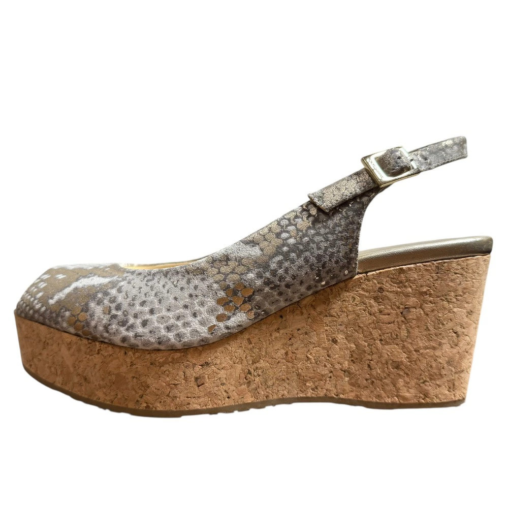 Jimmy Choo Python Pattern Wedge Sandals Gray 24cm… - image 4