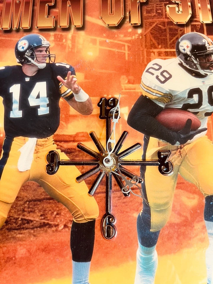Vintage 1994 Pittsburgh Steelers “Men Of Steel”  Wall Hanging With Clock 20”x16” - Image 2 of 4