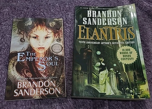 Lot of 2 Brandon Sanderson Books Elantris And The Emperor's Soul Paperpack