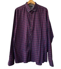 Ted Baker London Button Down Long Sleeve Casual Shirt Plaid Purple Men's SIze 7