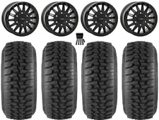 System 3 SB-8 Bdlk 15" Wheels Bk +38mm 30" Desert Series Tires Can-Am Maverick R